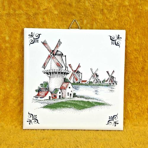 VINTAGE ROYAL MOSA HOLLAND YEL DEĞİRMENLERİ GÖRSELLİ ÇİNİ KARO