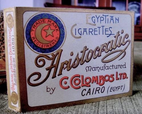 1886 Antika Mısır Aristokrat Colombos sigara pakedi boş kılıfı kolleksiyonluk