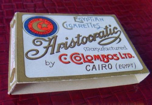 1886 Antika Mısır Aristokrat Colombos sigara pakedi boş kılıfı kolleksiyonluk