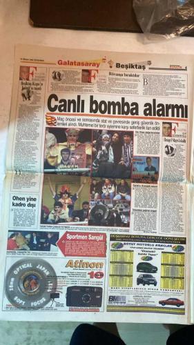 FANATİK SPOR GAZETESİ - TURKISH NEWSPAPER - DOĞUM GÜNÜ HEDİYESİ  - EKSİKSİZ TAM TAKIM GAZETE - 15 NİSAN 1999 - SAYI:1243 - FATİH TERİM - FELDKAMP - HAGİ - DEL SOLAR - OKTAY - MUHİTTİN BOSA - HÜSEYİN DARICI - FAHİR ERSOY - MEHMET GENÇ - GÜRCAN BERK - ALİ KOCATEPE - METİN TÜKENMEZ - TAYLAN DYPİR - DOĞAN BABACAN - YEMEN EKŞİOĞLU - HALİL MUTLU - AZİZ YILDIRIM - BOLİC - UCHE - YUSUF DURSUN - - TÜRKİYE KUPASI FİNALİ İLK MAÇ - DEVLERDEN SESSİZ FİLM - OKTAY’A FATİH KİLİDİ - HAGİ VE DEL SOLAR CEZALI - RÖVANŞA BIRAKTILAR - GOL SESİ YOK - HALİL’DEN DÜNYA REKORU - SON SÖZÜ LÖW SÖYLEYECEK - BOLİC: EŞİMLE ÇOK MUTLUYUM - UCHE YARI TABURCU - FENER’DE GİZLİ ANTRENMAN - MOSHOEU’NİN HEDEFİ 50. GOL - TRABZON ENGELİNİ AŞTILAR - GENÇLER SON ANDA 2-1 - BİLET FİYATLARI UCUZLATILDI - - GALATASARAY 0-0 BEŞİKTAŞ (TÜRKİYE KUPASI FİNAL İLK MAÇ) - FENERBAHÇE 4-2 ANKARAGÜCÜ - TRABZONSPOR 3-1 SAMSUNSPOR - RİZESPOR 0-0 VANSPOR - - GALATASARAY - BEŞİKTAŞ - FENERBAHÇE - ANKARAGÜCÜ - TRABZONSPOR - SAMSUNSPOR - RİZESPOR -