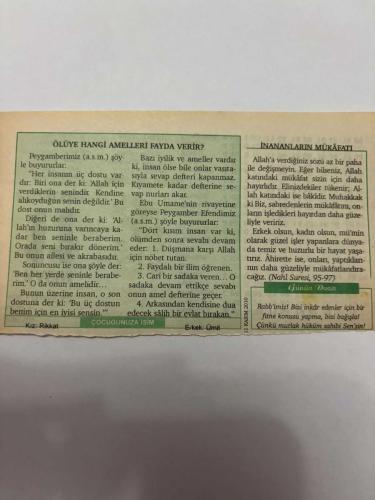 11 Kasım 2010 Orijinal Takvim Yaprağı-Doğum Günü-Söz,Nişan,Nikâh,Düğün ve Önemli Günler Hediyesi-Nesil Takvim-Ayet,Hadis (Hz. Ali) - I. Dünya Savaşı’nın sona ermesi (1918) - Varlık Vergisi Yasası’nın kabulü (1942) - Ölüye Hangi Ameller Fayda Verir? - İnananların Mükâfatı - Günün Duası - Kız: Rikkat - Erkek: Ümit -