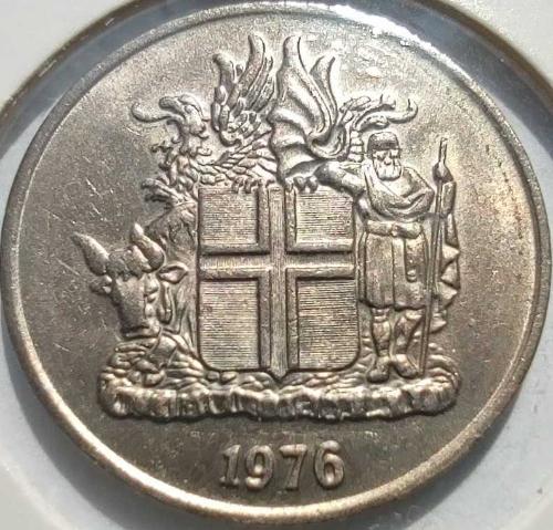 İzlanda 10 Kronur 1976 İskandinav Mitolojisi Dev Tasvirli Bakır-Nikel Kapamasında