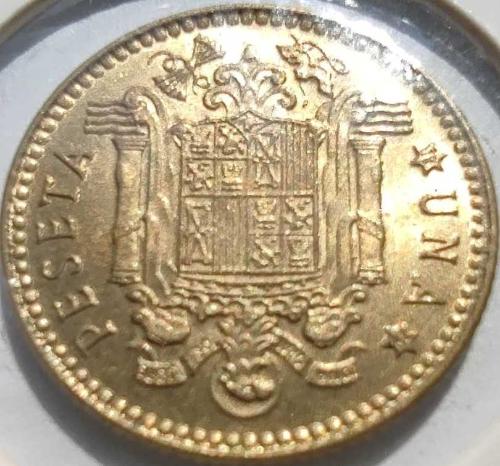İspanya 1 Peseta 1975 Yıldız 79 Madrid Darphanesi Alüminyum-Bronz Kapamasında