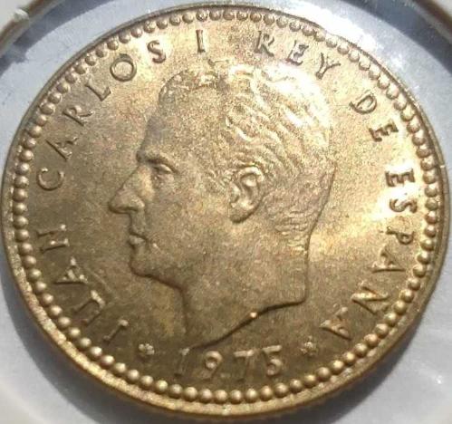 İspanya 1 Peseta 1975 Yıldız 79 Madrid Darphanesi Alüminyum-Bronz Kapamasında