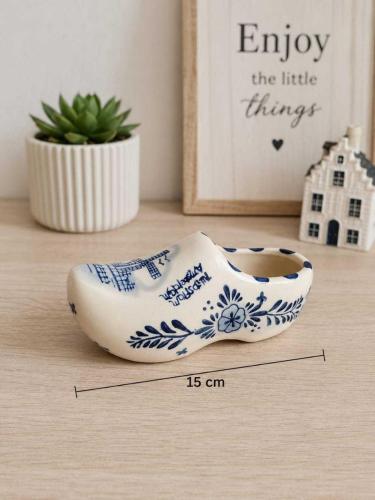 vintage Delft Blue Tarzı Hollanda Porselen Takunya Çarık Biblo - 15 cm