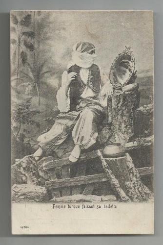 FEMME TURQUE FAISANT SA TOILETTE / TÜRK KADINI TEMALI MISIR BASKISI ESKİ KARTPOSTAL...