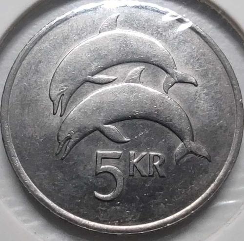 İzlanda 5 Kronur 1981 Yeni Para Reformu İlk Baskı Yunus Balığı Temalı