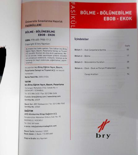 BRY YAYINLARI, Bölme Bölünebilme Ebob Ekok Fasikülleri