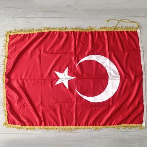 Saten Saçaklı Makam ve Tören Türk Bayrağı  Resmi