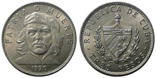 Küba 1990 Yılı 3 Peso ÇİL