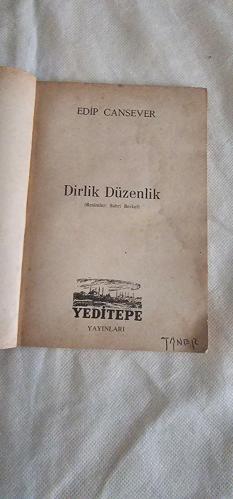 Dirlik Düzenlik : Edip Cansever / Yeditepe Yayınları 1954