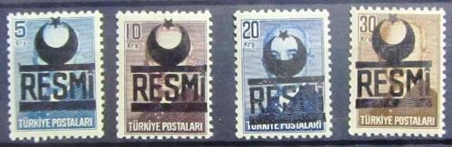 TÜRKİYE=1951  İ-R13..R16   Sürşarjlı Resmi Pullar   (**)'