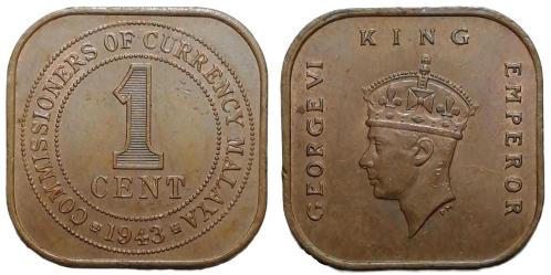 Malaya 1943 Yılı 1 Cent ÇİL (-)