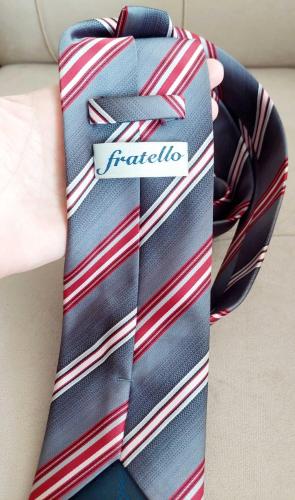 FRATELLO - Gri, Kırmızı Çizgili Şık Kravat