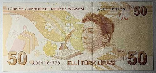 9.Emisyon 50 Türk Lirası A001 161778 Çil Kondisyonda Koleksiyonluk Eski Para