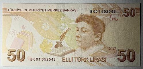 9.Emisyon 50 Türk Lirası B001 652543 Çil Kondisyonda Koleksiyonluk Eski Para