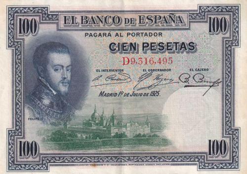 Koleksiyon Ürünü İspanya 100 Peseta 1925 Temiz