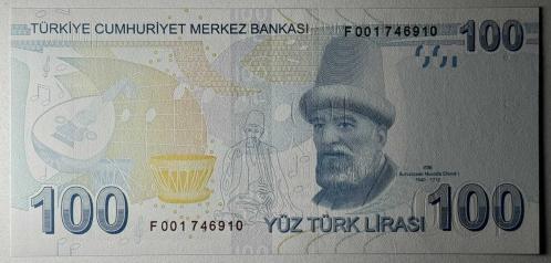 9.Emisyon 100 Türk Lirası F001 746910 Çil Kondisyonda Koleksiyonluk Eski Para