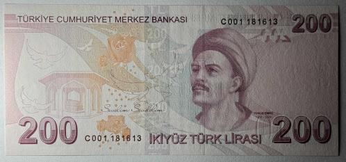 9.Emisyon 200 Türk Lirası C001 181613 Çil Kondisyonda Koleksiyonluk Eski Para
