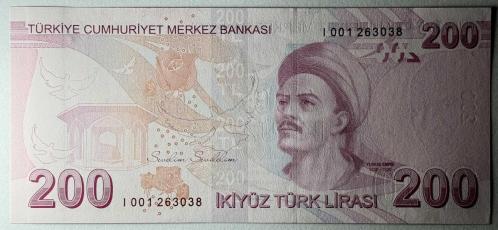 9.Emisyon 200 Türk Lirası I001 Çil Kondisyonda Koleksiyonluk Eski Para (I001 Sonrası Seri Numarası farklılık gösterebilir)