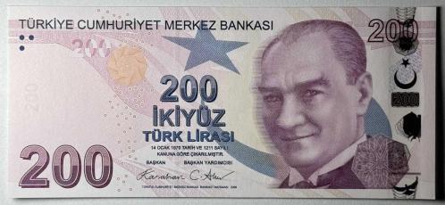 9.Emisyon 200 Türk Lirası L001 Çil Kondisyonda Koleksiyonluk Eski Para (L001 Sonrası Seri Numarası farklılık gösterebilir)