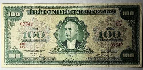 4.Emisyon Hisar 100 Türk Lirası Seri L19 Çok Temiz++  Natural Kondisyonda Koleksiyonluk Eski Para