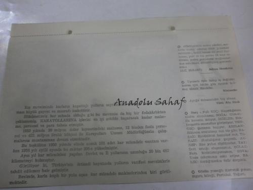 27 Şubat 1960 - Yeni Türkiye Takvimi -  Kar Mücadelesi