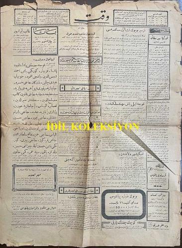 Osmanlıca Vakit Gazetesi, Orijinal Dönem Basım, (Ottoman Newspaper) - 29 Nisan 1927 - Sayı: 3350 - Balkanlarda Bugün Görülen Vaziyetin Uzun Müddet Devamına İmkan Yoktur - Yugoslavya Hariciye Nazırı Vaziyeti Tamamen Tavzih Etti 