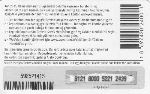 Avea - Kontörü Olandan Alır, Olmayana Verir. 100 Kontör Yükleme Kartı Karton Hazır Kart