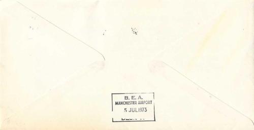 Guernsey - Manchester 1973 İlk Uçuş & 50. Yıl FDC (BEA, Viscount CA-OHMI)