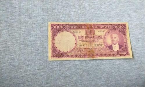 Mor Binlik. 5. Emisyon  1000 Lira, D1 SERİ  HALİYLE..NADİR ÇIKANLARDAN KOLEKSİYONLUK..