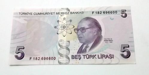 9.Emisyon 6.Tertip 5 Lira çil  F182 696600