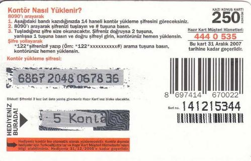 Turkcell - Kontör Transfer İyi ki Doğdun 250 Kontör Yükleme Kartı Karton Hazır Kart (Gri Zemin 5 Kontör Hediyeli)