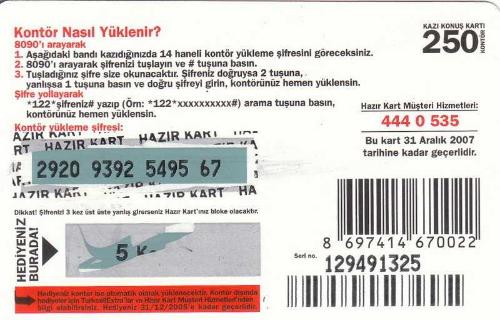 Turkcell - Kontör Transfer İyi ki Doğdun 250 Kontör Yükleme Kartı Karton Hazır Kart (Yeşil Zemin 5 Kontör Hediyeli)