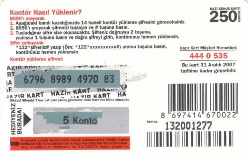 Turkcell - Maximesaj 250 Kontör Yükleme Kartı Karton Hazır Kart (Yeşil Zemin 5 Kontör Hediyeli)