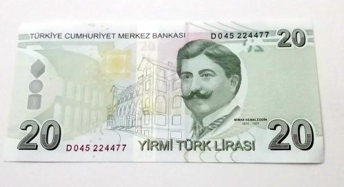 9.Emisyon 4.Tertip 20 Lira D045 224477 Çil