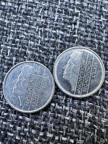 1987-1995 Hollanda 10 Cent Madeni para (2 Adet) ÇT