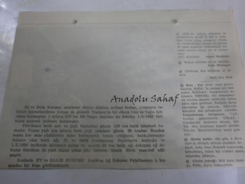 1 Mart 1960 - Yeni Türkiye Takvimi -  Beşiktaş Ağ Dokuma Fabrikası
