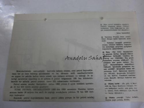 6 Mart 1960 - Yeni Türkiye Takvimi -  Ham Petrol Pompası