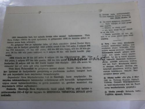 8 Mart 1960 - Yeni Türkiye Takvimi -  Ankara Esenboğa Terminal Binası
