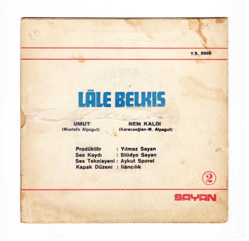 Lale BELKIS - Umut / Nem kaldı (Sadece kapaktır, içerisinde plak yoktur.)