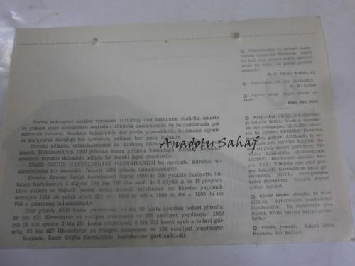 10 Mart 1960 - Yeni Türkiye Takvimi -  İzmir Göğüs Hastalıkları Hastanesi