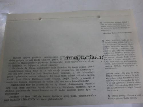 14 Mart 1960 - Yeni Türkiye Takvimi -   Mersin Limanı