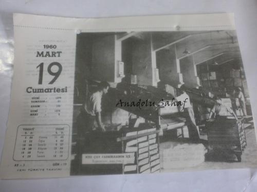 19 Mart 1960 - Yeni Türkiye Takvimi -  Rize Çay Fabrikasının içi