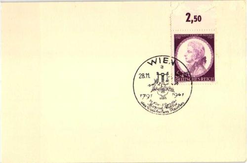 Almanya 1941 Mozart Anma İlk Gün Zarfı – Viyana Damgalı