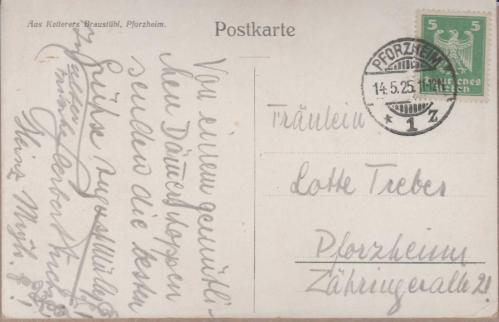 1925 YILI ALMANYA BİRA İÇKİ  MEYHANE TEMALI POSTADAN GEÇMİŞ PULLU KARTPOSTAL