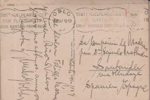 1937 YILI NORVEÇ OSLO DAMGALI TABLO ÇİZİM GÖRSELLİ POSTADAN GEÇMİŞ  KARTPOSTAL
