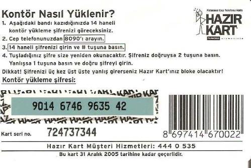 Turkcell - SekreterCELL Kazı Konuş Kartı 250 Kontör Yükleme Kartı Karton Hazır Kart