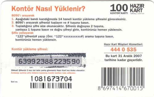Turkcell - 26,7 Milyon Kişilik Bir Haber 100 Kontör Yükleme Kartı Karton Hazır Kart (Gri Zemin)