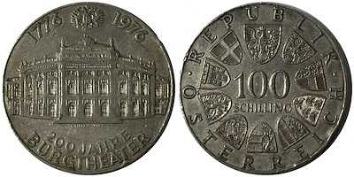 AVUSTURYA 1976 YILI BURGTHEATER HATIRA 100 SCHİLLİNG GÜMÜŞ 24 GR